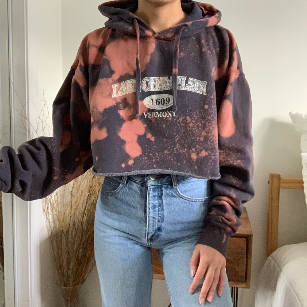Custom Bleached Lake Champlain Vermont Hoodie